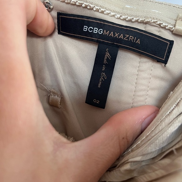 BCBG Maxazria Chiffon champagne floor length dress size 2 - Picture 8 of 8